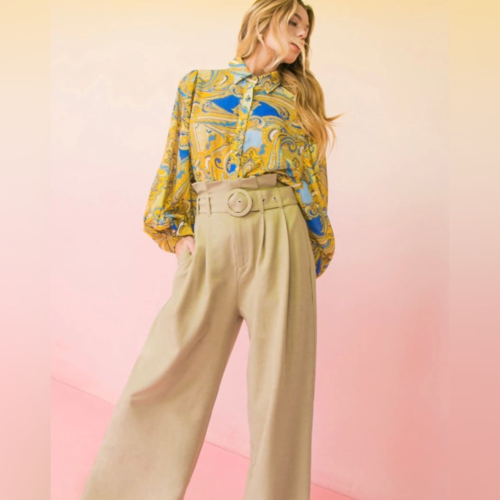Flying Tomato Paisley Print Balloon Sleeve Blouse - Picture 3 of 9